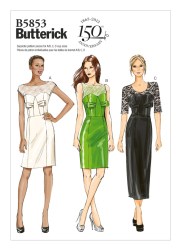 5853 BUTTERICK LINED LACY YOKE INSET DRESS SLVS OR NOT PATTERN 8-16 ABCD